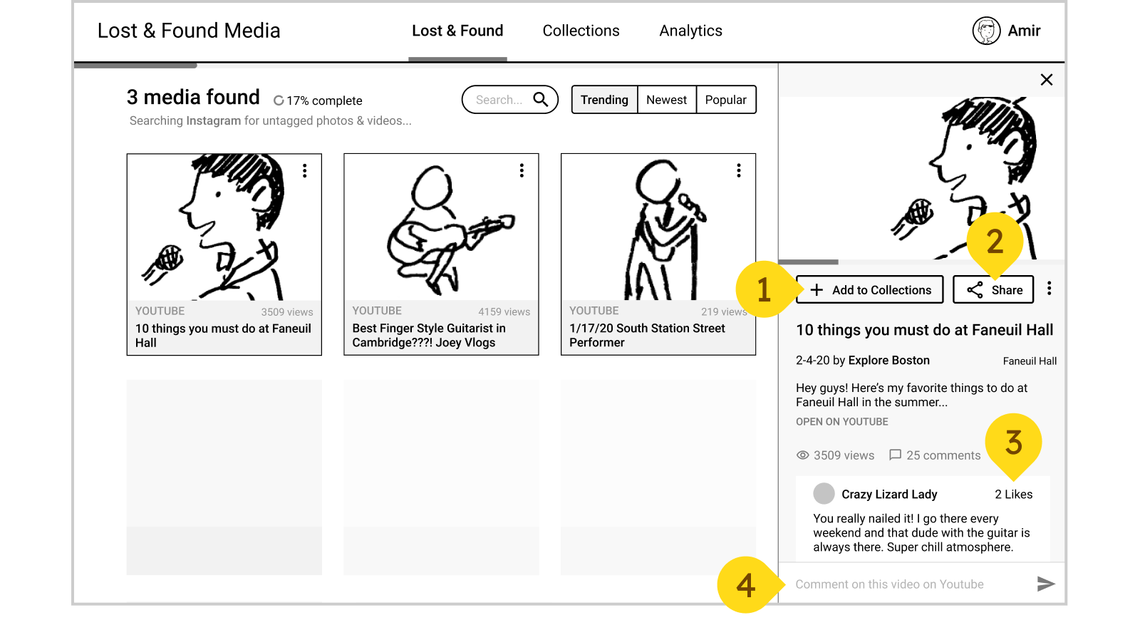 Lost & Found Media Homepage - Wireframe (App - Details)