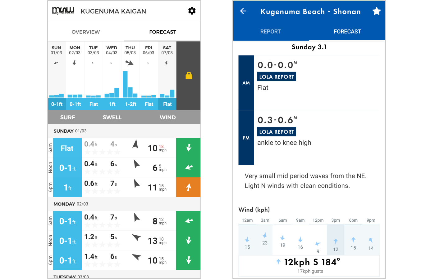 Magical Seaweed & Surfline app screenshot